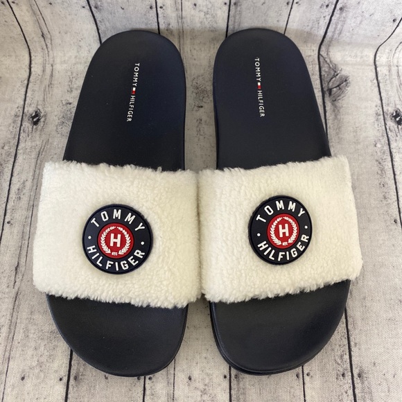 TOMMY HILFIGER WOMENS FUZZY SLIDES - Picture 3 of 3